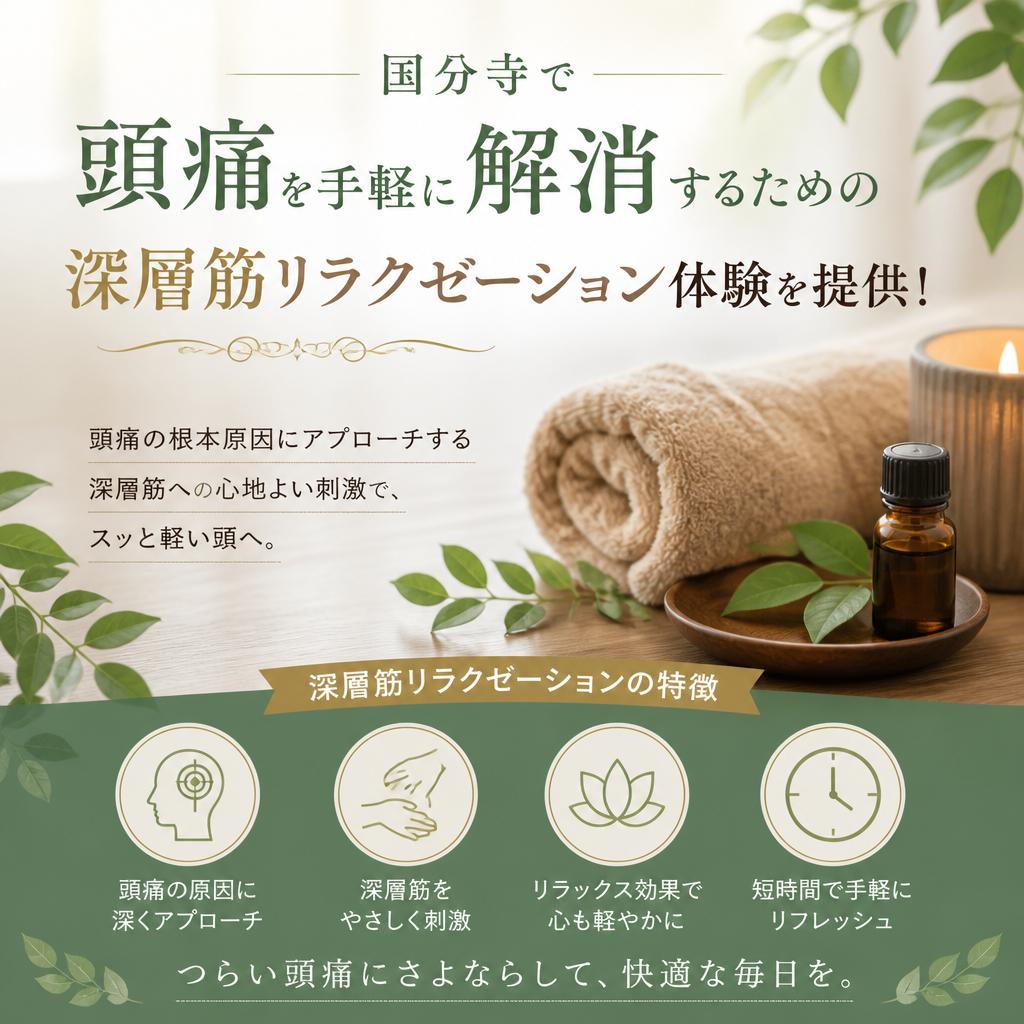国分寺頭痛を手軽に解消するための深層筋リラクゼーション体験を提供！
