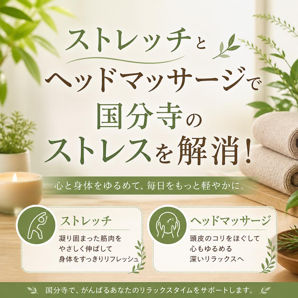 ストレッチとヘッドマッサージで国分寺のストレスを解消！