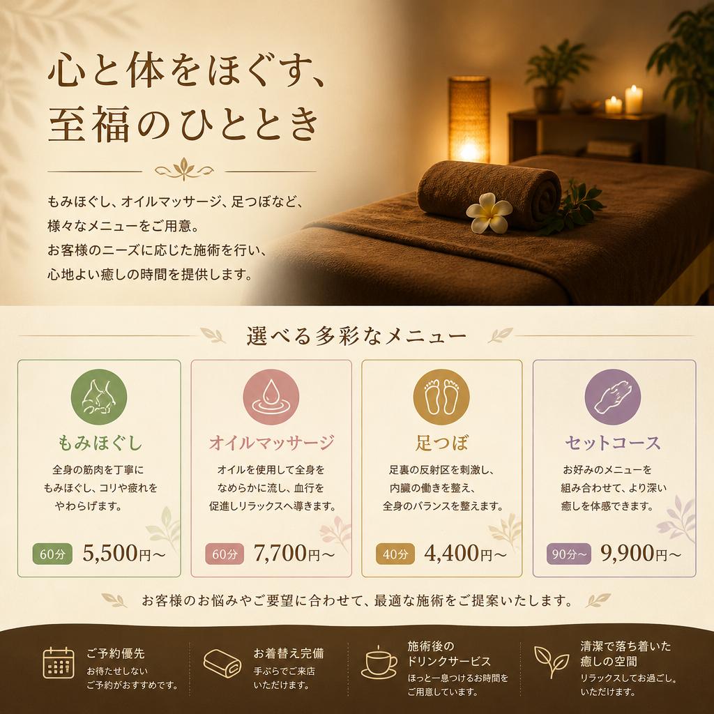リラクゼーションメニューのご紹介
