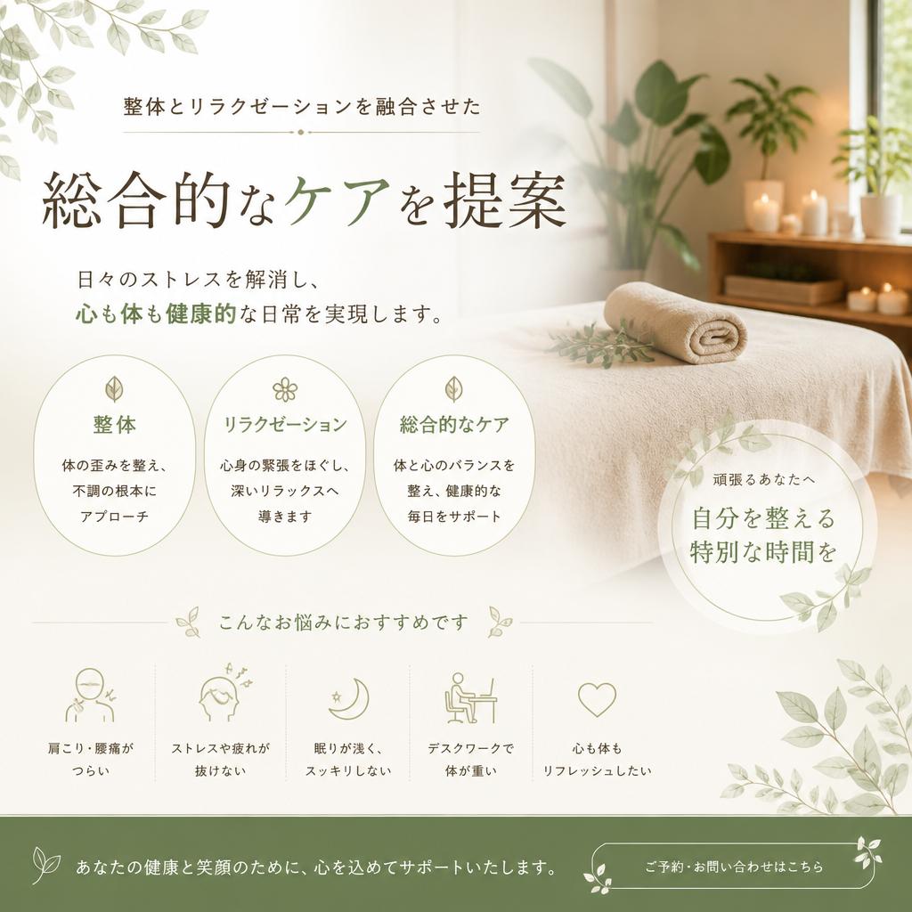 あなたの健康を第一に考えたサロン