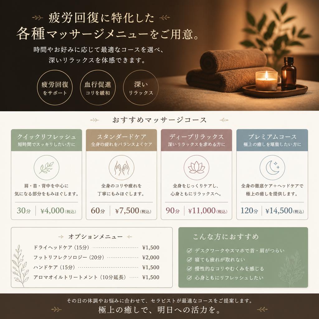 疲労回復に特化したメニュー
